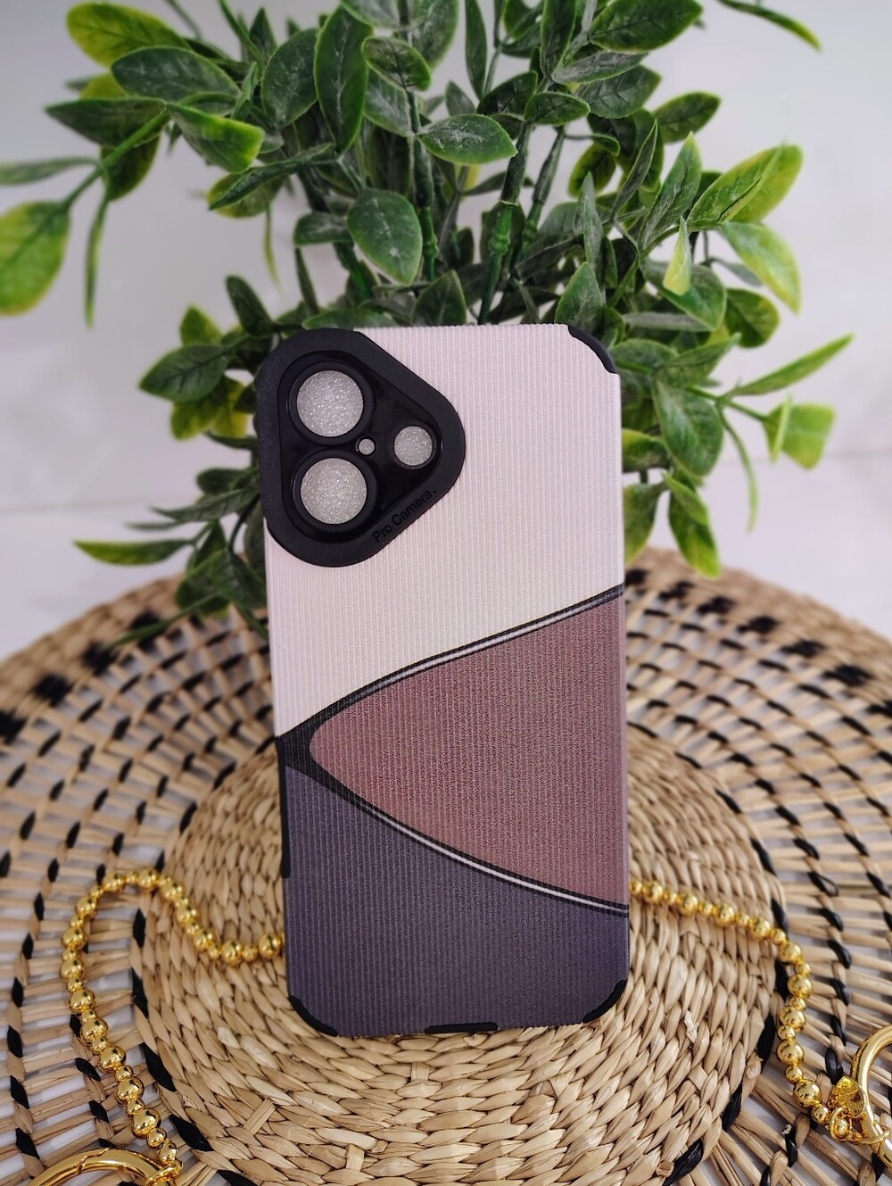 Universal Abstract Tri-Tone Protective IPhone 16 Case - Brown, Gray, Blue